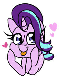 Size: 600x758 | Tagged: safe, artist:jen-neigh, starlight glimmer, pony, heart, simple background, solo, tongue out, transparent background