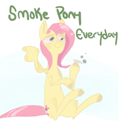 Size: 501x509 | Tagged: safe, artist:meowing-ghost, fluttershy, pegasus, pony, burn, flutterhigh, flutterjoint, marijuana