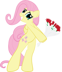 Size: 2580x2968 | Tagged: safe, artist:hoodie-stalker, fluttershy, pegasus, pony, bipedal, flower, simple background, transparent background, vector