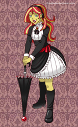 Size: 469x766 | Tagged: safe, artist:erisabetta, sunset shimmer, equestria girls, gothic lolita, solo, umbrella