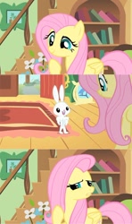 Size: 500x845 | Tagged: safe, artist:capnpea, edit, edited screencap, screencap, angel bunny, fluttershy, pegasus, pony, rabbit, abs, animal, chest, fimbriae, muscles, swaggy, wat