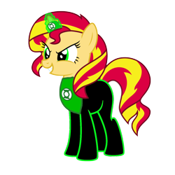 Size: 1152x1152 | Tagged: safe, artist:jeatz-axl, artist:motownwarrior01, sunset shimmer, pony, unicorn, equestria girls, dc comics, green lantern, green lantern (comic), green lantern corps, horn ring, simple background, solo, transparent background