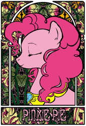 Size: 400x585 | Tagged: safe, artist:meru, pinkie pie, earth pony, pony, element of laughter, modern art, nouveau, solo