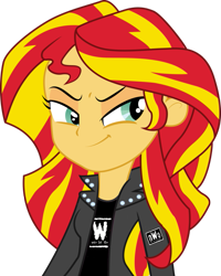 Size: 799x1000 | Tagged: safe, artist:digiradiance, sunset shimmer, equestria girls, clothes, jacket, leather jacket, new world order, nwo, simple background, solo, transparent background, wcw, wwe