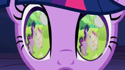 Size: 1024x576 | Tagged: safe, derpibooru import, edit, edited screencap, screencap, apple bloom, scootaloo, sweetie belle, twilight sparkle, friendship is magic, lesson zero, ball of violence, cutie mark crusaders, dust cloud, eyes, remember when you were a complete jerk, want it need it