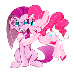 Size: 1024x1024 | Tagged: safe, artist:dannie, pinkie pie, earth pony, pony, duality, pinkamena diane pie, pixiv, self ponidox