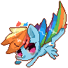 Size: 97x97 | Tagged: safe, artist:snow angel, derpibooru import, rainbow dash, pegasus, pony, chibi, female, flying, mare, pixelated, simple background, solo, transparent background