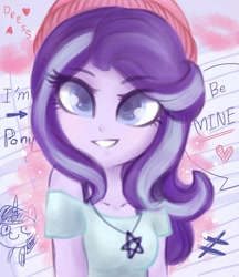 Size: 1024x1185 | Tagged: safe, artist:dressella, starlight glimmer, equestria girls, art, awesome, beautiful, cool, female, hat, heart, looking at you, pentagram, pretty, smiling, solo