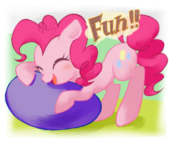 Size: 970x800 | Tagged: safe, artist:pash_hn, pinkie pie, earth pony, pony, fun, happy, pixiv, solo