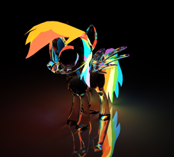 Size: 1500x1354 | Tagged: safe, artist:duskie-06, derpibooru import, rainbow dash, pegasus, pony, 3d, glass, reflection, solo