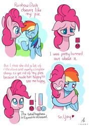 Size: 2480x3507 | Tagged: safe, artist:truffle shine, derpibooru import, pinkie pie, rainbow dash, earth pony, pegasus, pony, secrets and pies, bike cuck meme, comic, eyes closed, female, floppy ears, frown, happy, hug, mare, meme, owlturd, ponified, raised hoof, sad, smiling, stolen bike meme