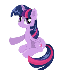 Size: 4103x4653 | Tagged: safe, artist:hungrysohma, derpibooru import, twilight sparkle, twilight sparkle (alicorn), alicorn, pony, absurd resolution, female, looking at you, mare, pointing, simple background, sitting, smiling, solo, transparent background, vector