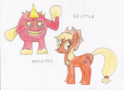 Size: 607x439 | Tagged: safe, artist:star dragon, applejack, earth pony, pony, crossover, eruptor, female, mare