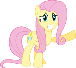 Size: 5635x5014 | Tagged: safe, artist:spier17, fluttershy, pegasus, pony, absurd resolution, cutie mark, pointing, simple background, smiling, solo, swapped cutie marks, transparent background, vector