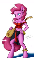 Size: 1011x1754 | Tagged: safe, artist:gabrielvmoreno, pinkie pie, anthro, bard, solo