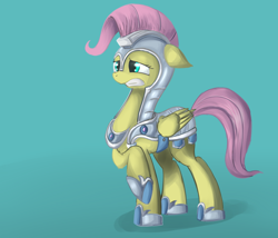 Size: 3500x3000 | Tagged: safe, artist:glacierponi, fluttershy, pegasus, pony, armor, female, mare, pink mane, yellow coat