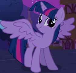 Size: 587x569 | Tagged: safe, derpibooru import, twilight sparkle, twilight sparkle (alicorn), alicorn, pony, reaction image, solo, spread wings, twiface, wrong neighborhood