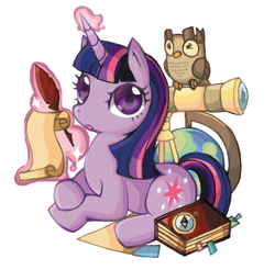 Size: 404x397 | Tagged: safe, artist:azul, derpibooru import, owlowiscious, twilight sparkle, pixiv