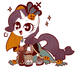 Size: 818x730 | Tagged: safe, artist:umeguru, artist:うめのぐるぐる三世, part of a set, rarity, pony, unicorn, clothes, cross, halloween, hat, pixiv, solo, suit