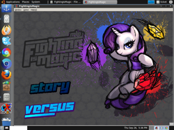 Size: 1024x768 | Tagged: safe, rarity, oc, pony, unicorn, computer, linux, skype, ubuntu, wine (program)