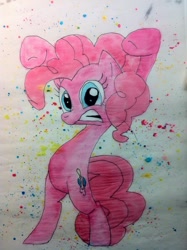 Size: 1280x1714 | Tagged: safe, artist:shadowbolt240z, pinkie pie, pony, bridle gossip, bipedal, evil enchantress, gritted teeth, solo, traditional art, underhoof, watercolor painting