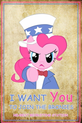 Size: 451x672 | Tagged: safe, artist:pandablubb, pinkie pie, earth pony, pony, hat, poster, recruitment, recruitment poster, solo, uncle sam