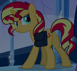 Size: 953x886 | Tagged: safe, screencap, sunset shimmer, pony, unicorn, equestria girls, equestria girls (movie), female, mare, plot, saddle bag, solo