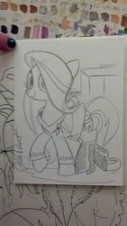 Size: 1024x1816 | Tagged: safe, artist:andypriceart, idw, fluttershy, pegasus, pony, nurse chapel, star trek, star trek (tos), traditional art