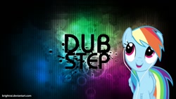 Size: 800x450 | Tagged: safe, artist:brightrai, derpibooru import, edit, rainbow dash, pegasus, pony, colorful, dubstep, earbuds, electronic music, music, wallpaper, wallpaper edit