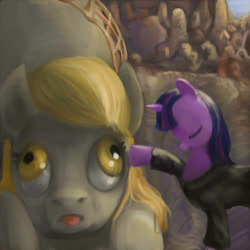 Size: 500x500 | Tagged: safe, artist:suranon, derpy hooves, twilight sparkle, pegasus, pony, crossover, female, mare, starship troopers