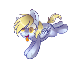 Size: 708x623 | Tagged: safe, artist:ghst-qn, derpy hooves, pegasus, pony, colored pupils, simple background, smiling, solo, tongue out, transparent background