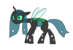 Size: 1108x755 | Tagged: safe, artist:carnifex, queen chrysalis, changeling, changeling queen, bootleg, female, simple background, solo, white background