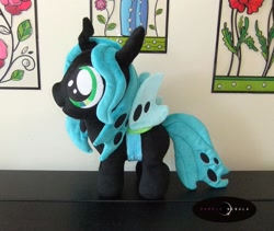 Size: 1280x1080 | Tagged: safe, artist:purplenebulastudios, queen chrysalis, changeling, changeling queen, nymph, cute, cutealis, female, filly, filly queen chrysalis, irl, photo, plushie, signature, solo, younger