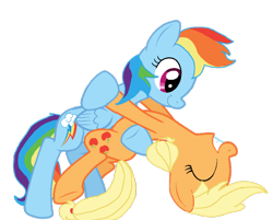 Size: 900x724 | Tagged: safe, artist:pozitheteensie, derpibooru import, applejack, rainbow dash, earth pony, pegasus, pony, appledash, dancing, female, lesbian, shipping