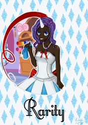 Size: 707x1000 | Tagged: safe, artist:yutaki, rarity, human, dark skin, humanized, solo, why meph why