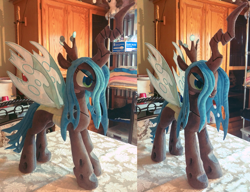 Size: 1407x1080 | Tagged: safe, artist:equestriaplush, queen chrysalis, changeling, changeling queen, bronycon, female, irl, photo, plushie, solo