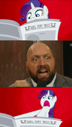 Size: 583x1024 | Tagged: safe, rarity, pony, unicorn, big show, exploitable meme, i'll destroy her, meme, newspaper meme, raw, wwe