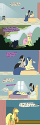 Size: 1280x4020 | Tagged: safe, artist:fiddlearts, applejack, fiddlesticks, fluttershy, octavia melody, earth pony, pegasus, pony, apple family member, everfree forest, fiddlesticks-answers, hospital, injured