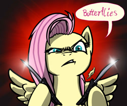 Size: 1200x1000 | Tagged: safe, artist:davidcurser, fluttershy, pegasus, pony, balisong, butterfly knife, knife, solo