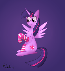 Size: 1024x1108 | Tagged: safe, artist:hedzio, derpibooru import, twilight sparkle, twilight sparkle (alicorn), alicorn, pony, clothes, female, mare, socks, solo, striped socks