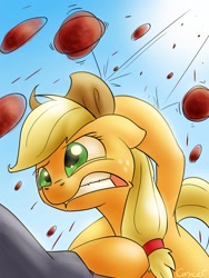 Size: 1200x1600 | Tagged: safe, artist:conicer, applejack, earth pony, pony, g4, dodgeball, solo