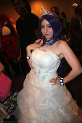 Size: 700x1050 | Tagged: safe, artist:d0nkarnage, rarity, human, bracelet, clothes, convention, cosplay, dress, irl, irl human, khaotic kon, photo, solo
