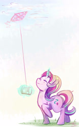 Size: 1000x1600 | Tagged: safe, artist:pimander1446, starlight glimmer, pony, unicorn, rock solid friendship, female, happy, kite, magic, mare, raised hoof, smiling, solo, that pony sure does love kites
