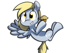 Size: 2100x1480 | Tagged: safe, artist:fj-c, derpy hooves, pegasus, pony, female, mare, muffin, solo