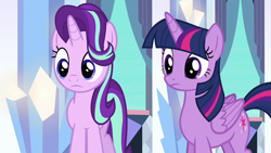 Size: 1280x720 | Tagged: safe, screencap, starlight glimmer, twilight sparkle, twilight sparkle (alicorn), alicorn, pony, unicorn, the times they are a changeling, duo, duo female, female, mare