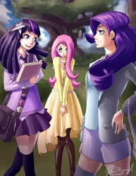 Size: 1190x1540 | Tagged: safe, artist:jasonbrongel, derpibooru import, fluttershy, rarity, twilight sparkle, humanized