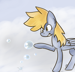 Size: 1033x990 | Tagged: safe, artist:fr4n-n, derpy hooves, pegasus, pony, bubble, female, mare, solo