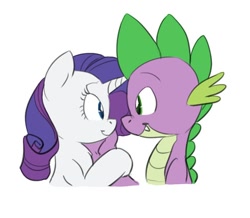 Size: 698x610 | Tagged: safe, artist:carnifex, rarity, spike, dragon, pony, unicorn, close-up, female, male, older, older spike, shipping, sparity, straight