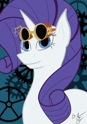 Size: 2100x3000 | Tagged: safe, artist:aeonocean, rarity, pony, unicorn, goggles, solo, steampunk