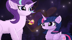 Size: 8168x4597 | Tagged: safe, artist:remcmaximus, starlight glimmer, twilight sparkle, twilight sparkle (alicorn), alicorn, pony, celestial advice, absurd resolution, crying, equestrian pink heart of courage, fluffy, liquid pride